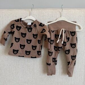 Little One Shop Co Brown Bear Print Kids Matching Set